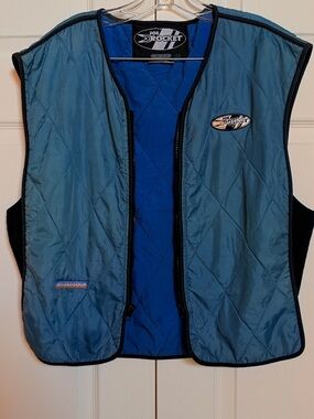 Joe Rocket Sahara Cooling Vest Men L Blue Quilted Zip Motorcycle Insert